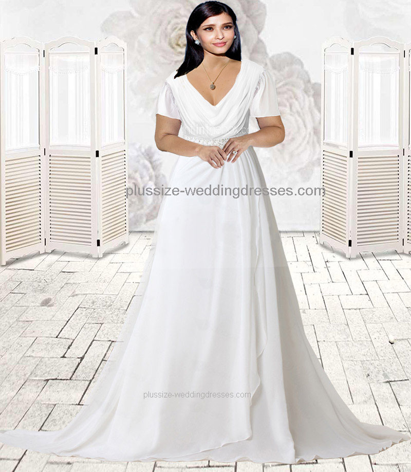 chiffon affordable plus size wedding dresses